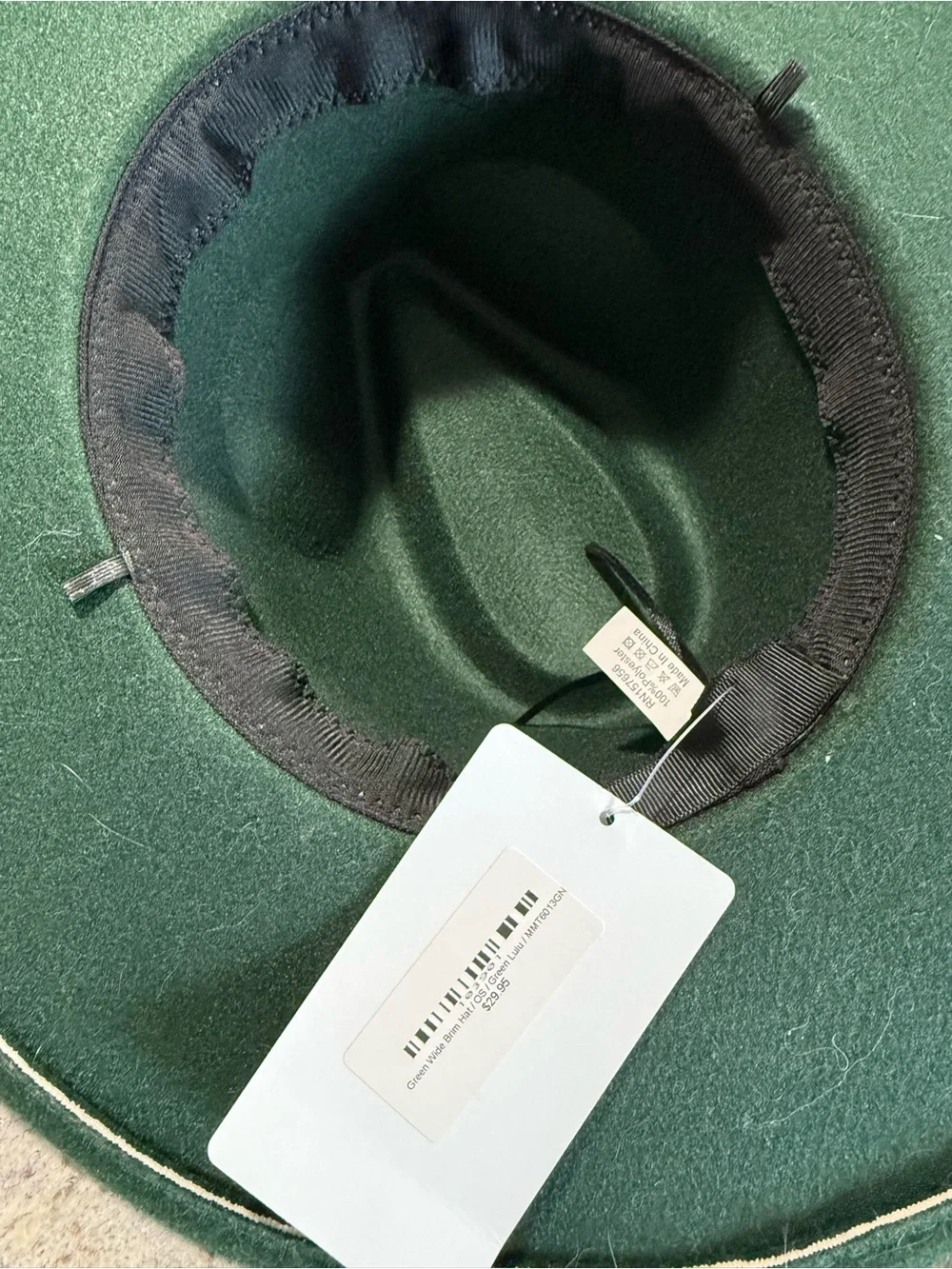 Forest Green Wide-Brim Fedora with Black Band